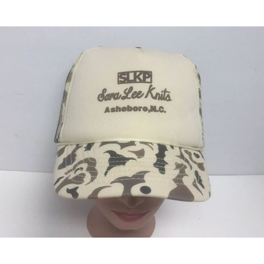 Vintage Sara Lee‎ Knits SLKP Hat Camo Mesh Back Foam Strapback Cap